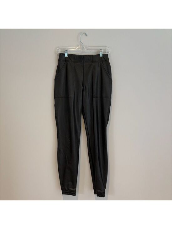 SPANX Pants - SPANX Black Faux Leather Joggers Size SP